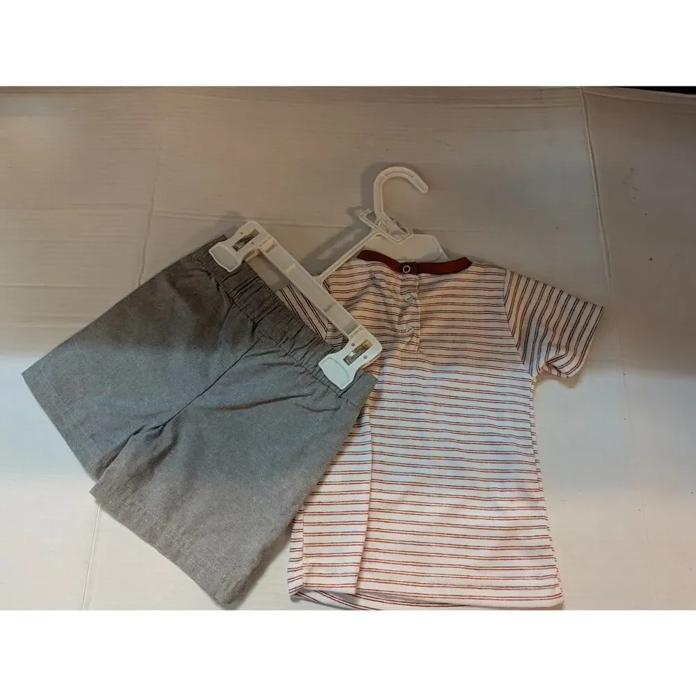 NWT Quiltex Baby Boys Sloth Stripe T-Shirt & Shorts Set 12 Months